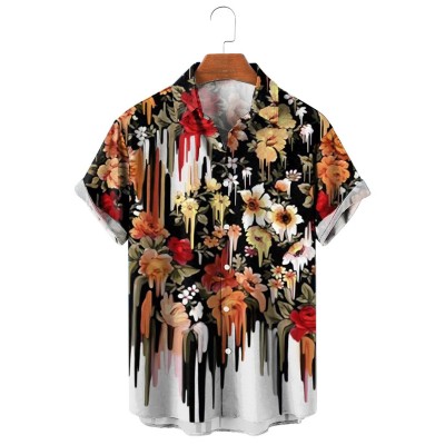 Men's Melted Flower Hawaiian Short Sleeve Shirt