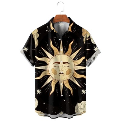 Men's Lapel Casual Print Short Sleeve Shirt 53510432M