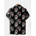 Men's Lapel Skull Print Short Sleeve Polo Shirt