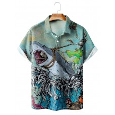 Men's Crazy Pirate Print Lapel POLO Shirt 37653550X