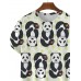 Panda Print Crew Neck Casual Short Sleeve T-Shirt