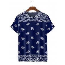 Men's trendy retro ethnic pattern print T-shirt