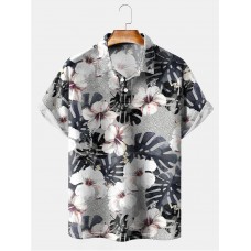 Men's Hawaiian Hibiscus Short Sleeve Polo Shirt
