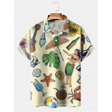 Men's Colorful Summer Retro Surf Short Sleeve Polo Shirt